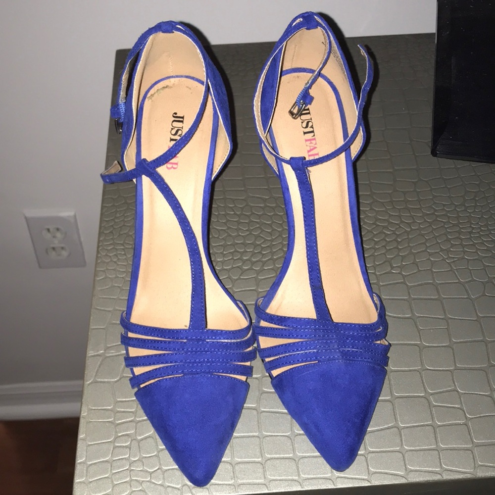 Electric blue T-strap heels
